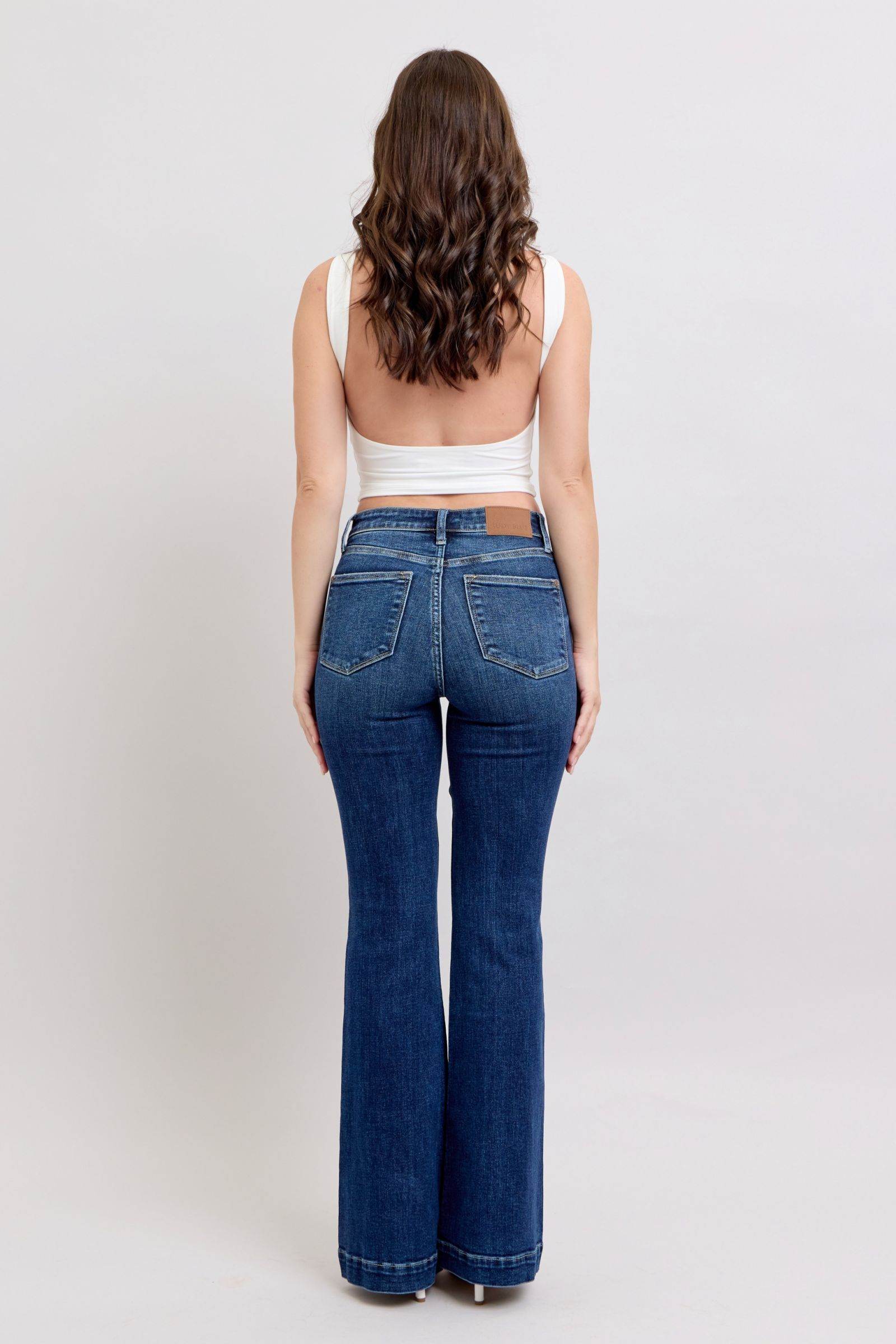 Judy Blue Full Size High Rise Flare Jeans with Pockets Plus Size